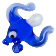 Miniature Tiny Lampwork Hand Blown Glass Blue and White Fish Figurine New