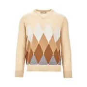 [BALLANTYNE] BALLANTYNE Lozenge cashmere sweater Man 50 50 Beige