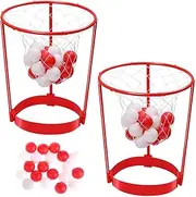 2 Pack Head Hoop Basketball Party Game for Kids and Adults Carnival Game Adjustable Basket Net Headband with 20 Balls for Carnival Party Birthday Party Family Indoor Outdoor Game