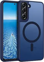 [ROUMAYMAY] Case for Samsung S21 FE, Magnetic [Compatible with MagSafe] Military Grade Protective Slim Translucent Matte Skin Smooth Phone Case for Samsung Galaxy S21 FE, Blue