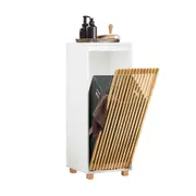 SoBuy Bamboo Laundry Cabinet Laundry Chest Bathroom Storage Cabinet