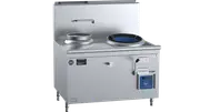 B+S Black Single Hole Hi Pac Wok with Left Rear Pot & Side Prep Table LPG