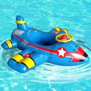Morakot Toddler Pool Float Inflatable Airplane Baby Swim Float with Steering Wheel Horn Pool Toys for Toddlers 1-3 Blue