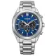 【CITIZEN 星辰】三眼光動能紳士不鏽鋼時尚腕錶 藍面 41mm(CA4590-81L)