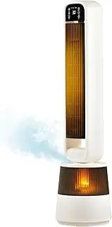 [ADVWIN] Heater 2000W Ceramic Heater with Flame Humidifier, Self-Regulating Portable Electric Heater for Office, Bedroom, Adjustable Temperature, White