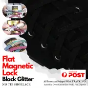 Black Glitter No Tie Shoelace Magnetic Lock Flat Casual Sneakers Adult MAGFEW5MM