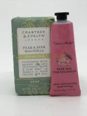 Crabtree & Evelyn Pear & Pink Magnolia Uplifting 5.5 Oz. Soap & Mini Hand Cream