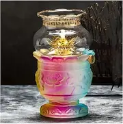 Kerosene Lamp, Oil Lamp Glass Oil Lights Small Oil Lamps Home Lighting Vintage Kerosene Lamp Adjustable Switch Oil Lantern Butter Lotus Buddha Front Light