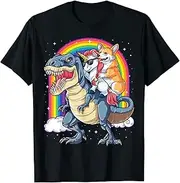 [VidiAmazing] Corgi Unicorn Dinosaur T Rex T Shirt Kids Girls Rainbow ds646 T-Shirt