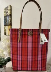 NWT Tory Burch 146431 Emerson Mesh NS Market Tote Pink/red Multi650 Shoulder Bag
