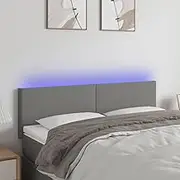 LED Headboard Dark Grey 144 cm Fabric,Headboards & Footboards-3121331