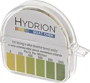 Micro Essential Lab QC-1001 Plastic Hydrion High Range Quat Check Test Paper Dispenser, Single Roll, Food Service Test Strips, 0-1000 ppm (Case of 10)