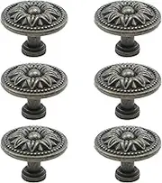 Antrader Metal Flower Shape Pull Handle Knob Bronze Tone Used for Cabinet Drawer Door Pack of 6