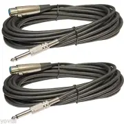 2 Pack Lot 10 ft foot XLR 3Pin Female to 1/4 Mono Shielded Microphone Mic Cable