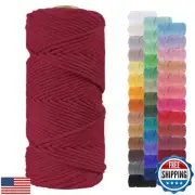 LEREATI 4mm Macrame Cord, 109 Yards Natural Cotton Cord, Macrame Rope Yarn fo