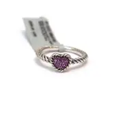 New DAVID YURMAN Ladies 8mm Chatelaine Pave Heart Ring Pink Sapphire Size 5