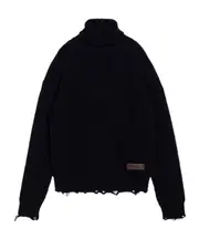 roll-neck wool jumper L,M Black