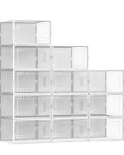 20pcs Stackable Shoe Storage Box Durable Plastic Sneaker Display Case Organizer