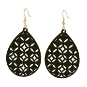 Bohemian Wooden Hollow African Earrings for Women Natural Light Weight Black