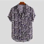 MEN'S AUTUMN LEOPARD PRINT LAPEL PRINT SHORT SLEEVE SHIRT