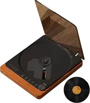 CD Player, Log Color Vintage CD with HiFi Speakers & Bluetooth 4.2, Turntable CD Player with USB Mode Simple Operation, Optical Output & LCD Display for Home Outdoor.