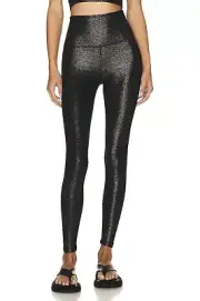 Beyond Yoga Softshine High Waist Midi Legging XS Black Gold Shine Spacedye