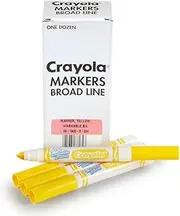 Crayola 58 7800 034 Ultra Clean Rayola Original Bulk Markers, Yellow, 12 Count