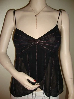 $98 NWT BEBE DESIGNER LAB FRINGE CAMI TANK TOP SIZE M