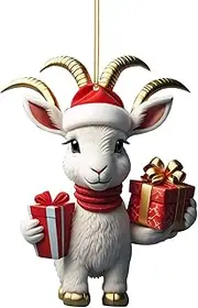 Goat Ornaments Christmas | Christmas Decorations Animals Acrylic | Family Flat Tree Ornaments Cartoon Pendant for Favors Holiday Buniq