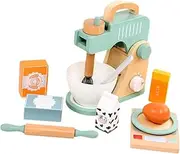 Perfeclan 11 Pieces Kitchen Playset Accessories Wooden Toy Mixer Set Role Play Educational Toy Blender Set for Kids Girls Boys Children