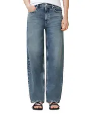 Allsaints Sadie High Rise Ankle Barrel Jeans in Washed Indigo