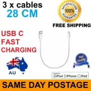 3 x Short Charging & Data Sync USB C Cable for iPhone iPad ipod 28CM