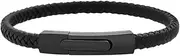 [Geoffrey Beene] Men's Braided Genuine Leather Fashion Bangle Bracelet with Stainless Steel Clasp