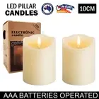 2 x Flameless LED Pillar Candles Battery Operated Flickering Candle 10cm AU