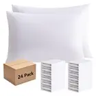 White Pillowcases Standard Size 24 Pack - Bulk Pillow Cases with Envelope Clo...