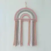 Rainbow Macrame Wall Hanging Nordic Baby Nursery Handmade Pink/Grey/White