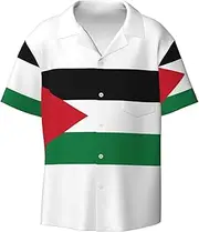 [EdWal] Palestine Flag1 Print Men's Print T Shirts Short Sleeve Polo Shirts Casual Summer Beach Shirt for Men