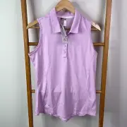 Adidas Space-Dyed Sleeveless Polo Shirt Womens Medium Bliss Lilac Golf NWT