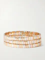 [Roxanne Assoulin] Roxanne Assoulin - The Mini Cobra Set Of Three, Yellow Gold, Silver And Rose-tone Bracelets - One size One size Gold