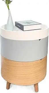 Side Table Round Side Table, 3 Tier End Table with Storage for Sofa Couch, Nightstand Bedside Table for Living Room Bedroom, Easy Assembly End Tables Living Room