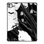 iPad Pro 13-inch (M4) iPad Impact Case White cat and monster house - Halloween