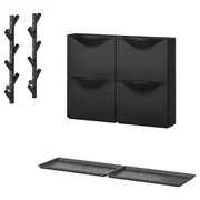 TRONES / BAGGMUCK hallway furniture, set of 6, black/grey