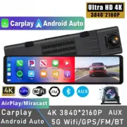 11.26" 4K 2160P Car Dvr Carplay Android Auto Dash Cam Rear View Mirror Dashcam