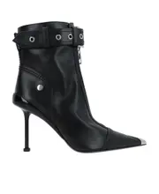 Alexander McQueen Buckle-Fastened Pointed-Toe Ankle Boots 36,37.5,37,38.5,38,39,40,36.5 Black
