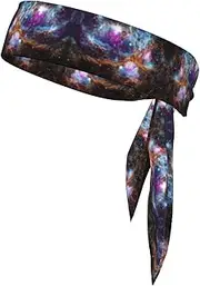 Universe Galaxy Space Sports Strap Double-Sided Headscarf Men's Bow Tie Sports Headscarf Running Yoga Exercise Headband