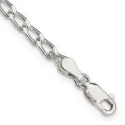 925 Sterling Silver 3.2mm Open Elongated Link Chain Anklet 9" 5.31gm