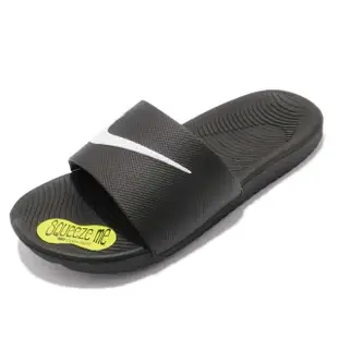 【NIKE 耐吉】拖鞋 Kawa Slide GS PS 女鞋 童鞋 大童 黑 黑底 白勾 軟底(819352-001)