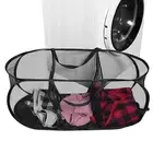 Three Grid Dirty Clothes Storage Mesh Basket Foldable Laundry Clothes Toy Basket