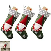 3pcs Faceless Doll Christmas Stockings Christmas Gift Candy Bag Pendant Socks for Christmas Decorations-Green