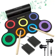 Electric Drum Set, 7-Pad Electronic Drum Set with Headphone Included, Roll-up...